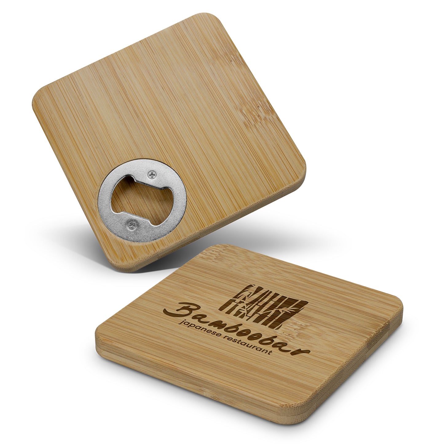 Bamboo Bottle Opener Coaster – Square Design