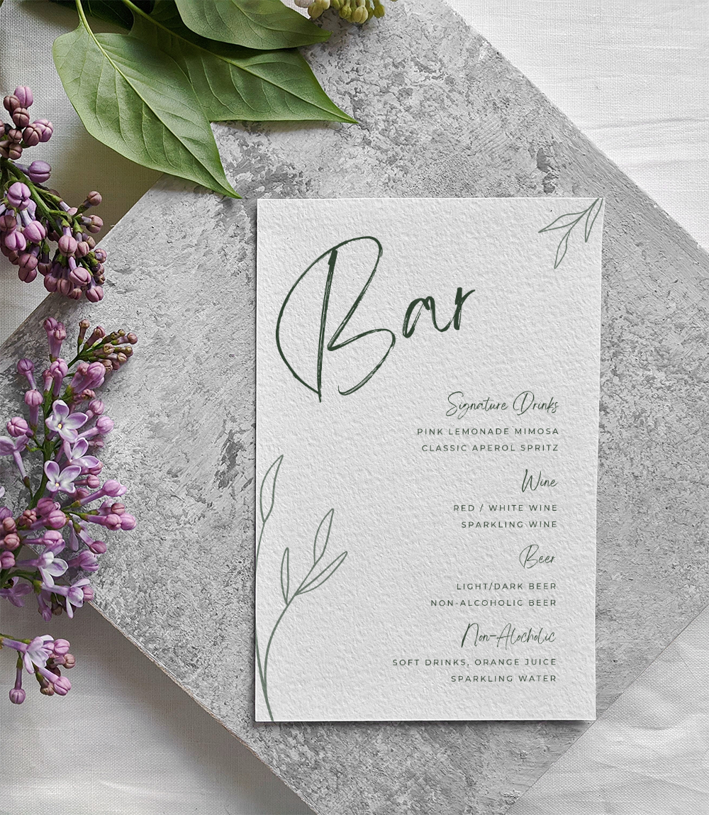 Wedding Drinks menu (PVC Board)